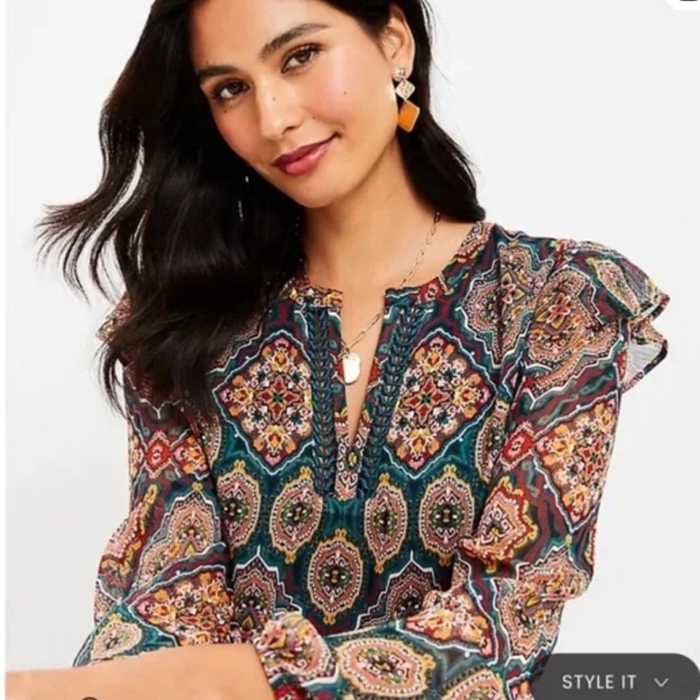 LOFT Multicolor Patterned Blouse - Picture 6 of 6